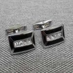 Cufflink  Steel BlackWhite Stone  CFLDE106