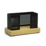 Business Card Holder Steel Mesh with Wood Base WW-16