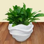 Planter Fiberglass Zig Zag Metallic Gold&Silver