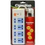 Camelion CMS-118, 4+4 Sockets, 3m Cable,  High Quality Power Extension