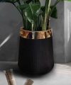 floor vase fiberglass black with golden metal neck