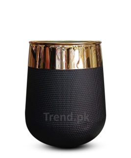black fiberglass floor vase with golden neck