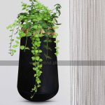 floor vase black with metallic golden neck
