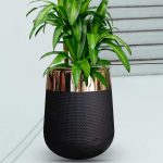 black floor vase fiberglass with golden neck