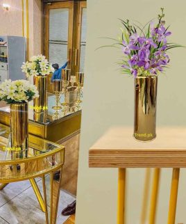 golden table flower vase