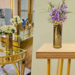 golden table flower vase