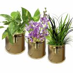 golden table flower pot