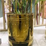 golden-planter-stainless-steel-with grooves