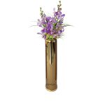 Golden Floor Vase, Cylindrical Flower Pots Slim - Diameter 6"